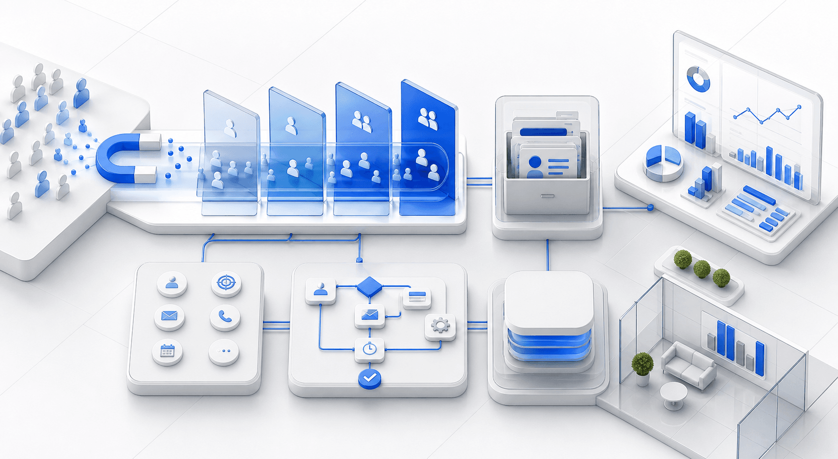 AI-generated role-based operations platform visualization created for the custom CRM case study